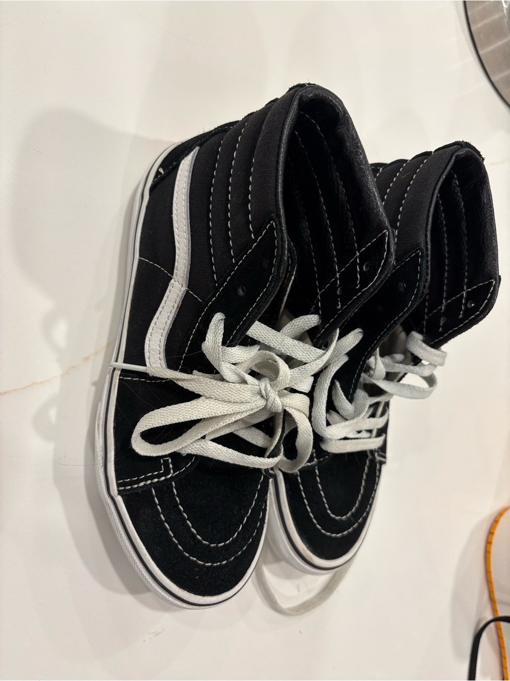 Vans Kids Black High-Top Skate Sneakers with White Accents